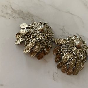 VINTAGE BOHEMIAN CLIP ON EARRINGS IN SILVER